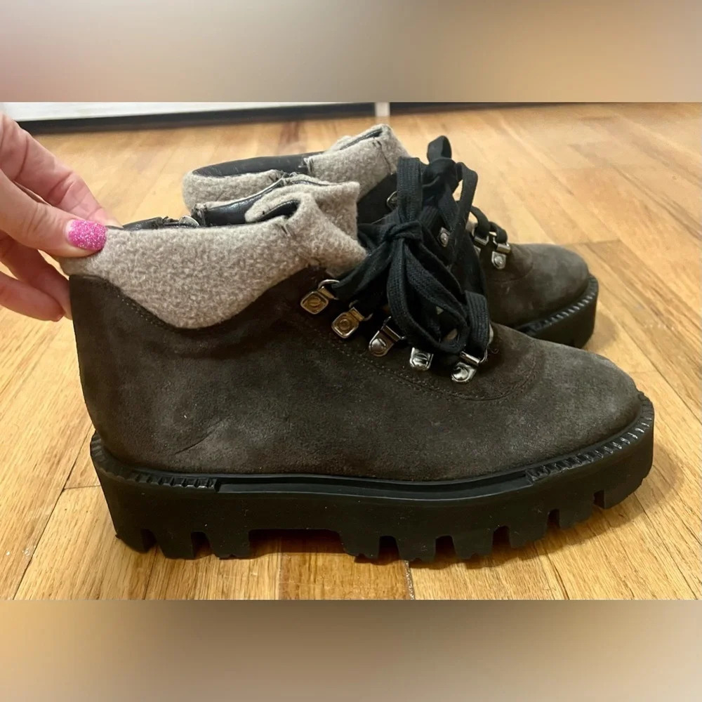 Aquatalia Angie Recycled Cashmere Trim Boot PLATFORM in grey